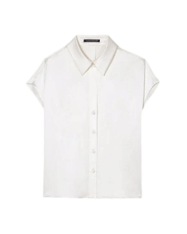 Luisa Cerano Satin Cap Sleeve Blouse