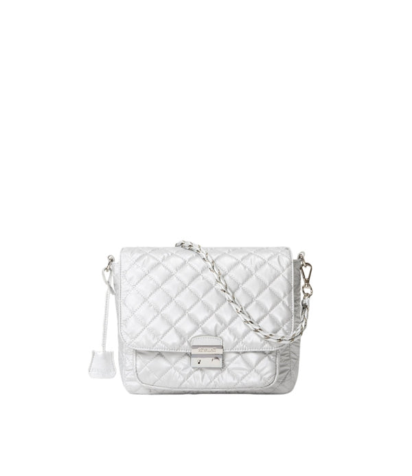 MZ Wallace Oyster Metallic Medium Crosby Lock Crossbody