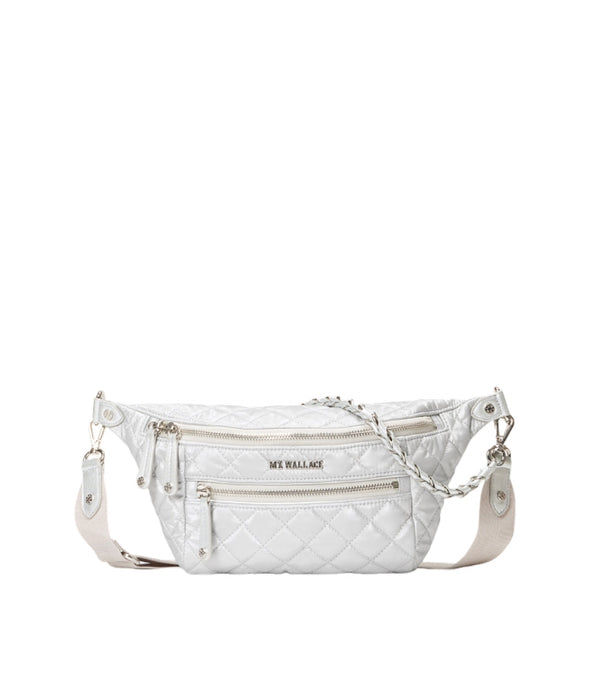 MZ Wallace Oyster Metallic Small Crosby Crossbody Sling