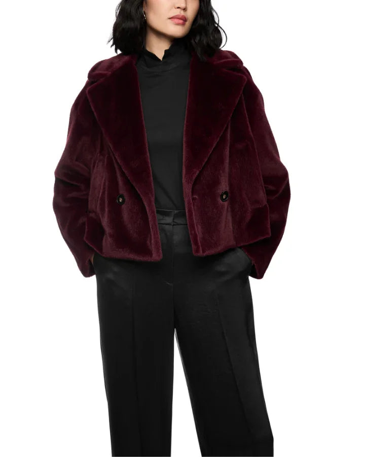 ジャケット・アウター S fur jacket short Oversized Real Fox Fur Collar with Genuine Sheepskin Leather