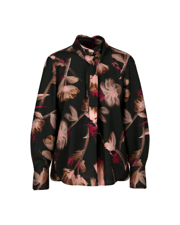Marc Cain Floral Print Silk Blouse With Detachable Tie