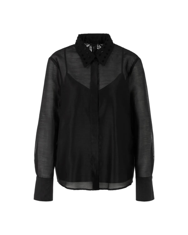 Marc Cain Organza Blouse With Beaded Collar