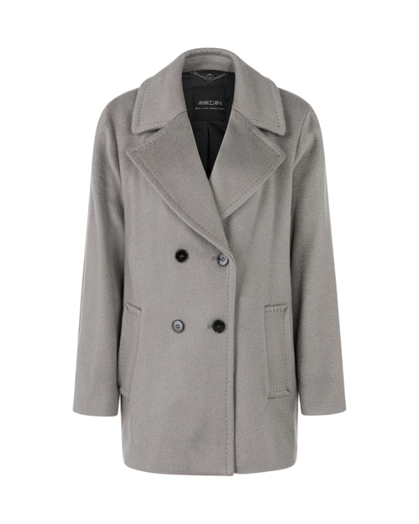 Marc Cain Double Breasted Wool Topper Coat Soft Charcoal