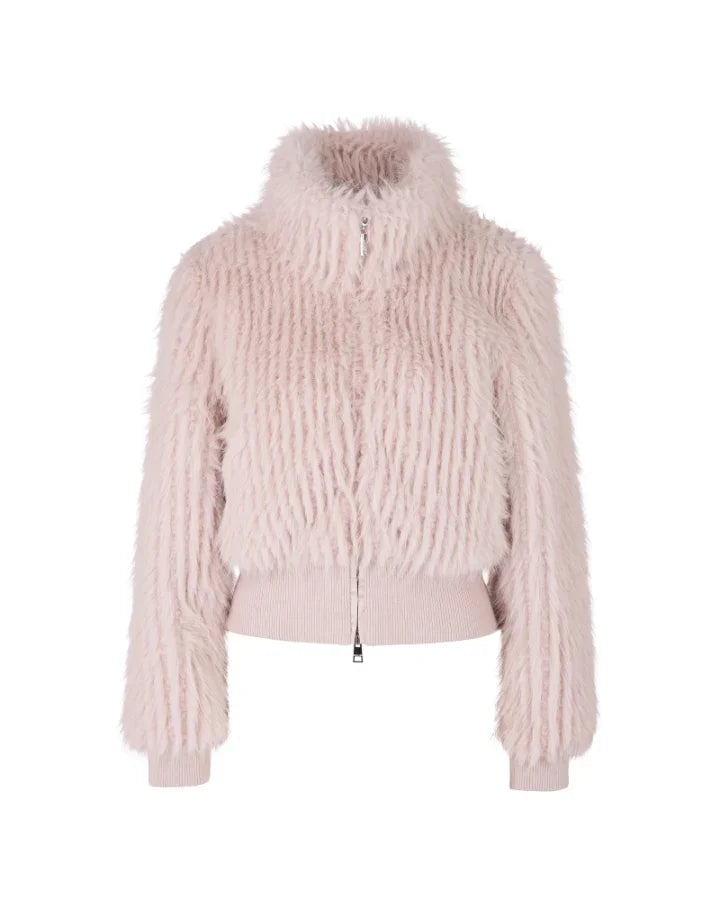 Marc Cain Faux Fur Zipper Bomber Jacket