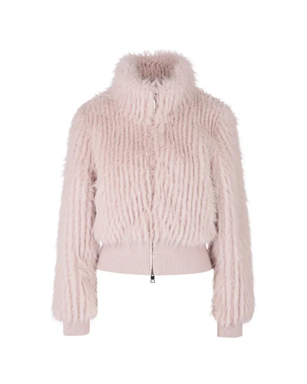 Marc Cain Faux Fur Zipper Bomber Jacket