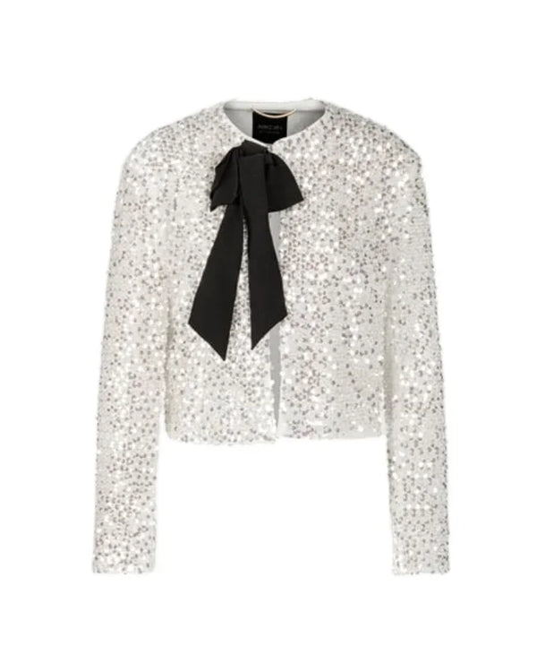 Marc Cain Round Neck Sequin Jacket With Bow