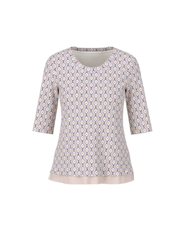 Marc Cain Print Cotton Half Sleeve Tee
