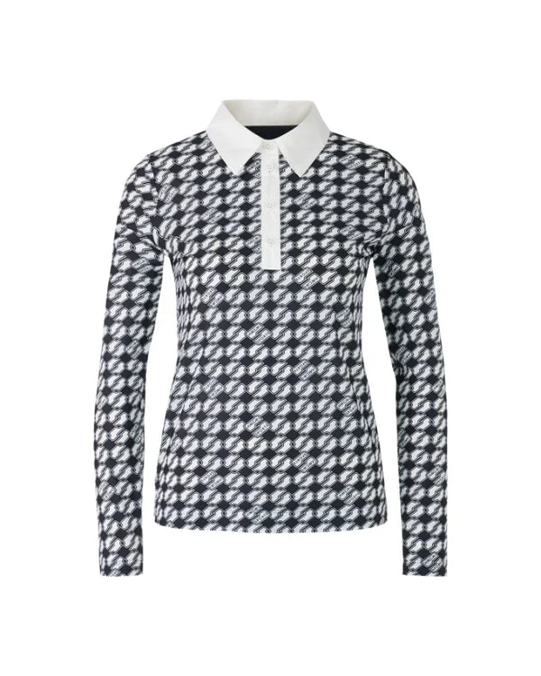 Marc Cain Print Long Sleeve Polo Shirt