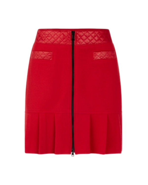Marc Cain Boiled Wool Front Zip Quilted Trim Skirt