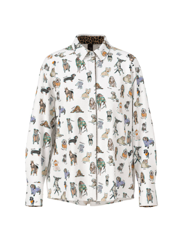 Marc Cain Dog Breeds Print Cotton Shirt