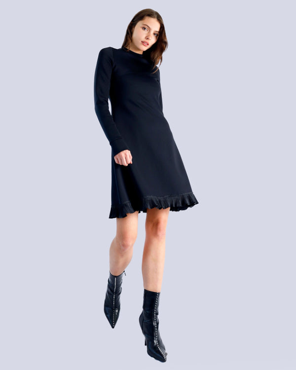 Marie Saint Pierre Moze Scuba Dress With Pleated Hem