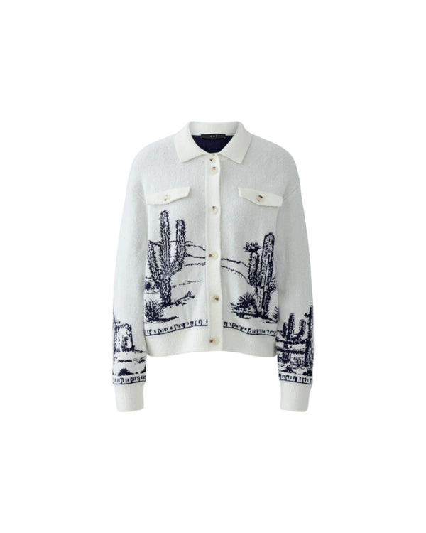 Oui Desert Cactus Motif Knit Jacket