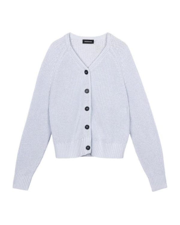 Repeat Chunky Rib Knit Cotton V-Neck Cardigan