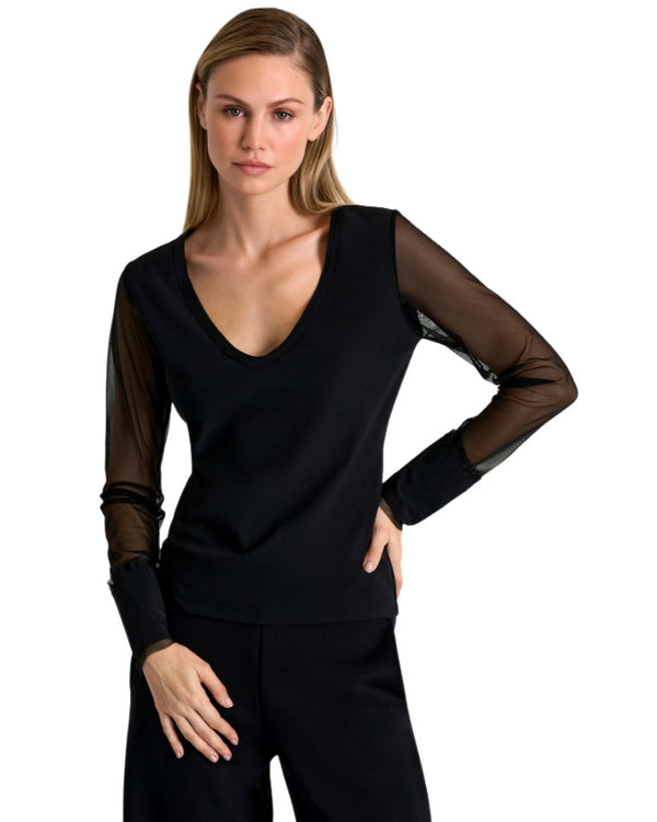 Shan Elizabeth Elegant Lycra V-Neck Top