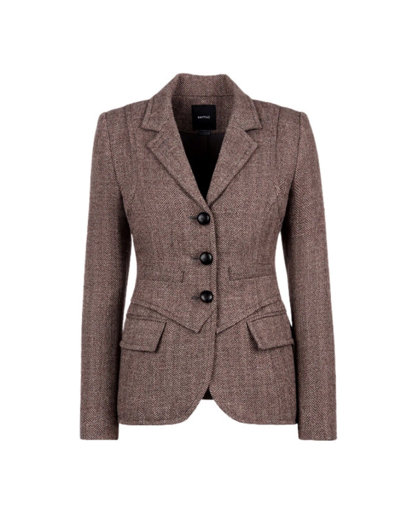 Smythe Three Button Herringbone Print Blazer