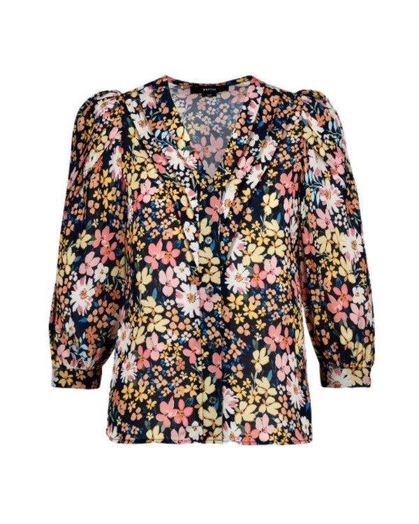 Smythe Navy Floral V-Neck Frontier Blouse