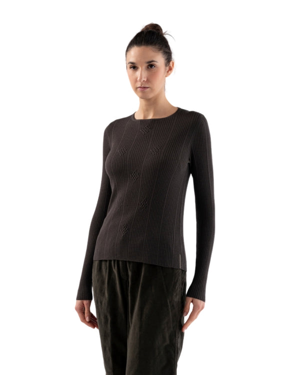Tonet Crew Neck Merino Knit Sweater With Pattern Detail