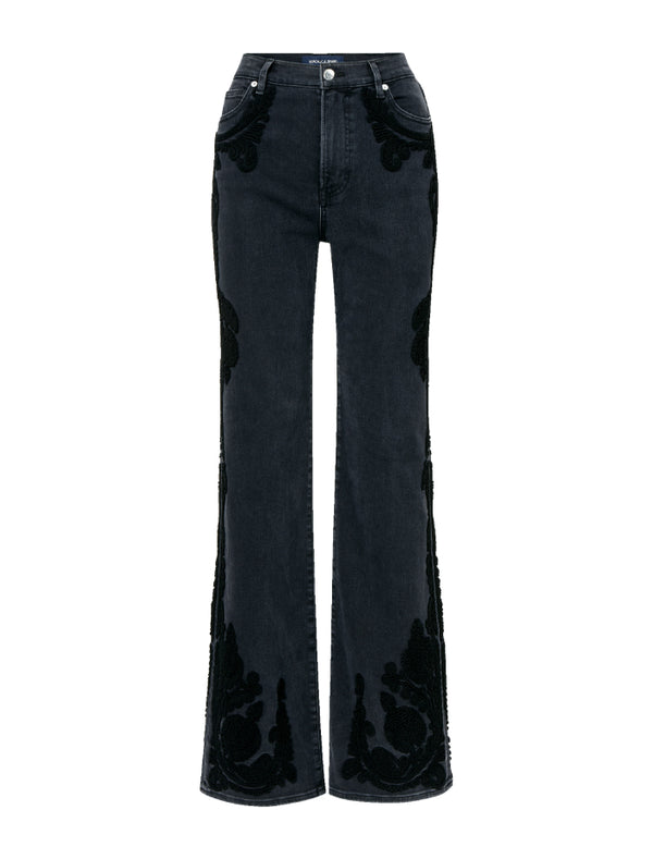 Veronica Beard Crosbie High Rise Wide Leg Detail Jeans