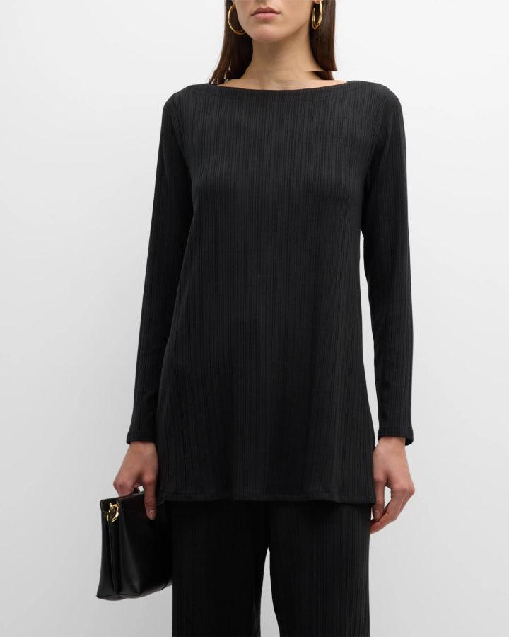 Eileen Fisher Bateau Neck Long Sleeve Ribbed Tunic – BLU'S