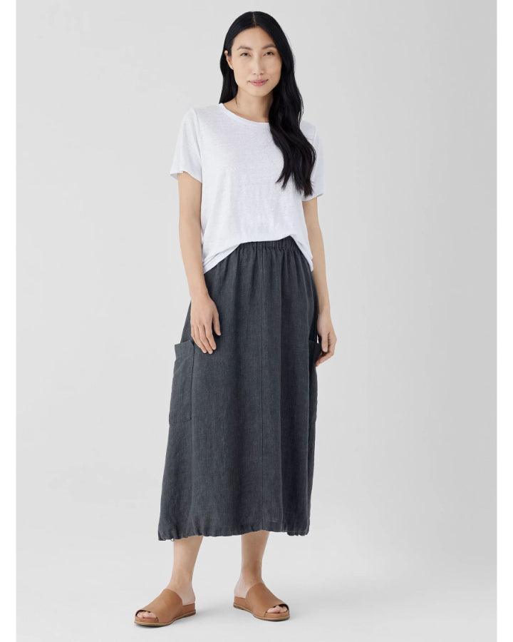 Eileen Fisher Washed Organic Linen Délavé Cargo Skirt