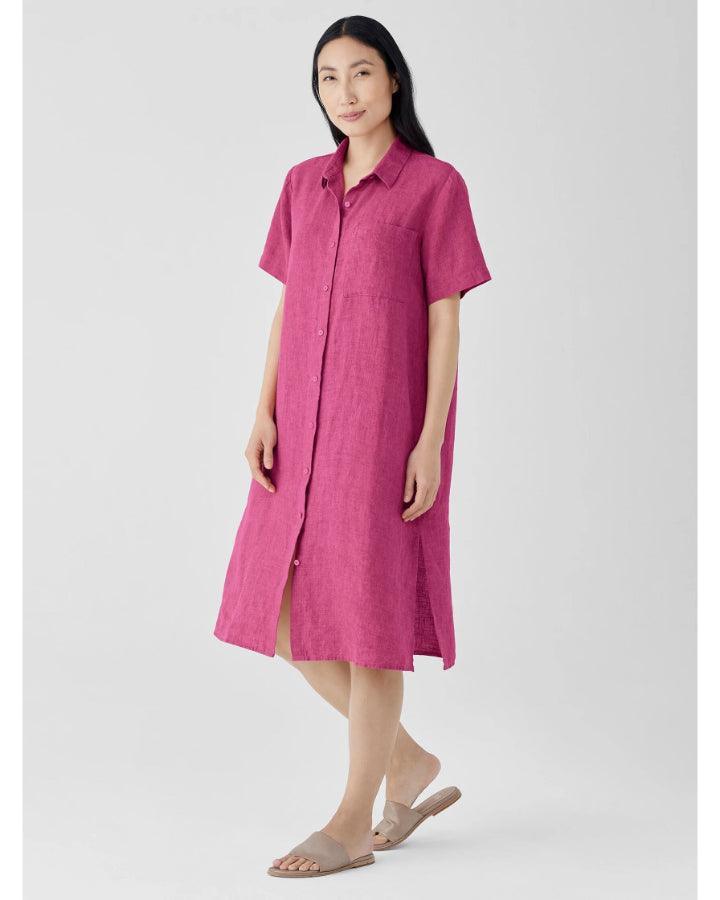 Eileen Fisher Washed Organic Linen Délavé Shirt Dress