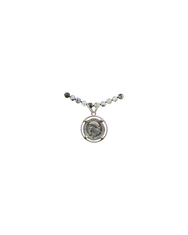 Karyn Chopik - Karyn Chopik Agate Bead Roman Coin Necklace
