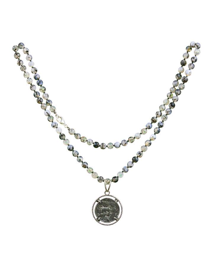 Karyn Chopik - Karyn Chopik Agate Bead Roman Coin Necklace