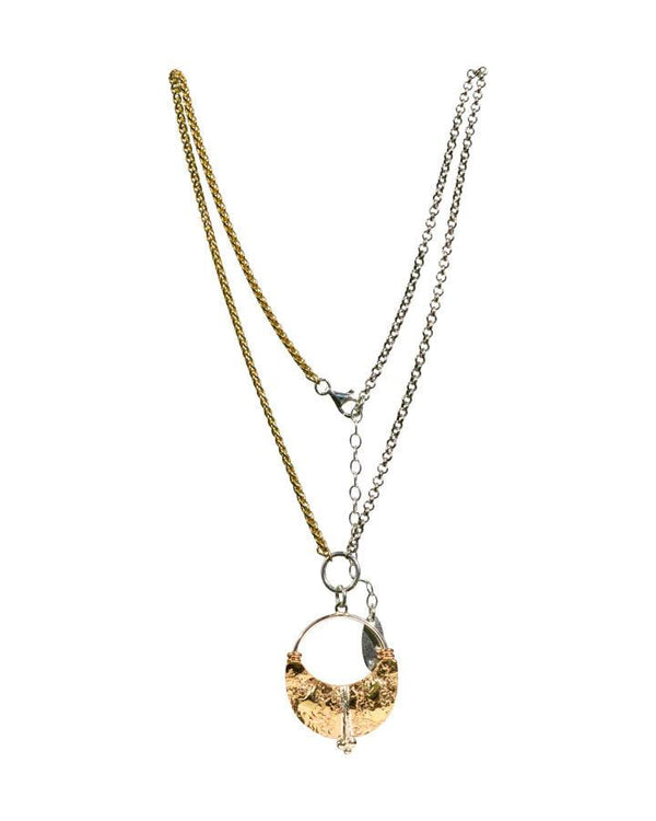Karyn Chopik - Karyn Chopik Grecian Textured Pendant On Gold-Sliver Necklace
