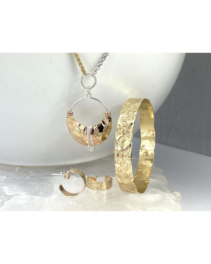 Karyn Chopik - Karyn Chopik Grecian Textured Pendant On Gold-Sliver Necklace