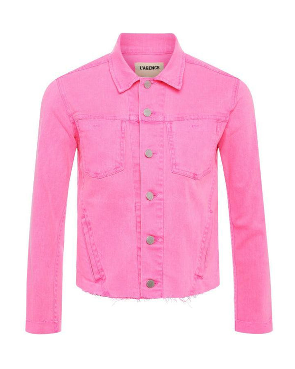 L'Agence Janelle Denim Raw Hem Jacket