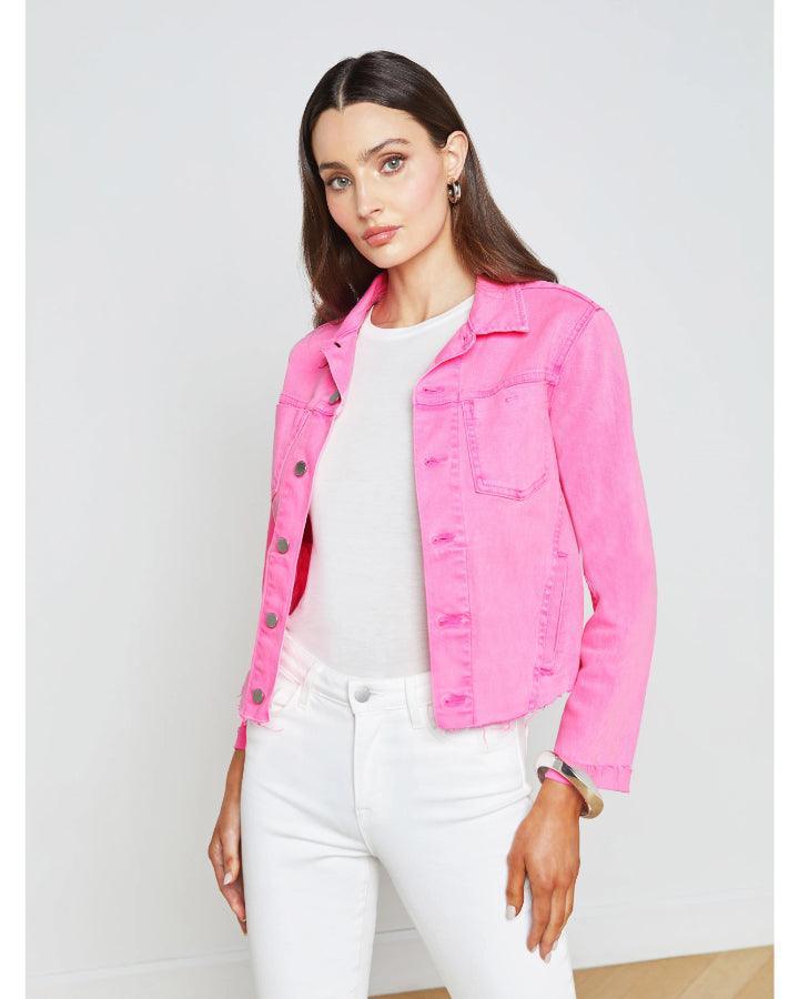 L'Agence Janelle Denim Raw Hem Jacket