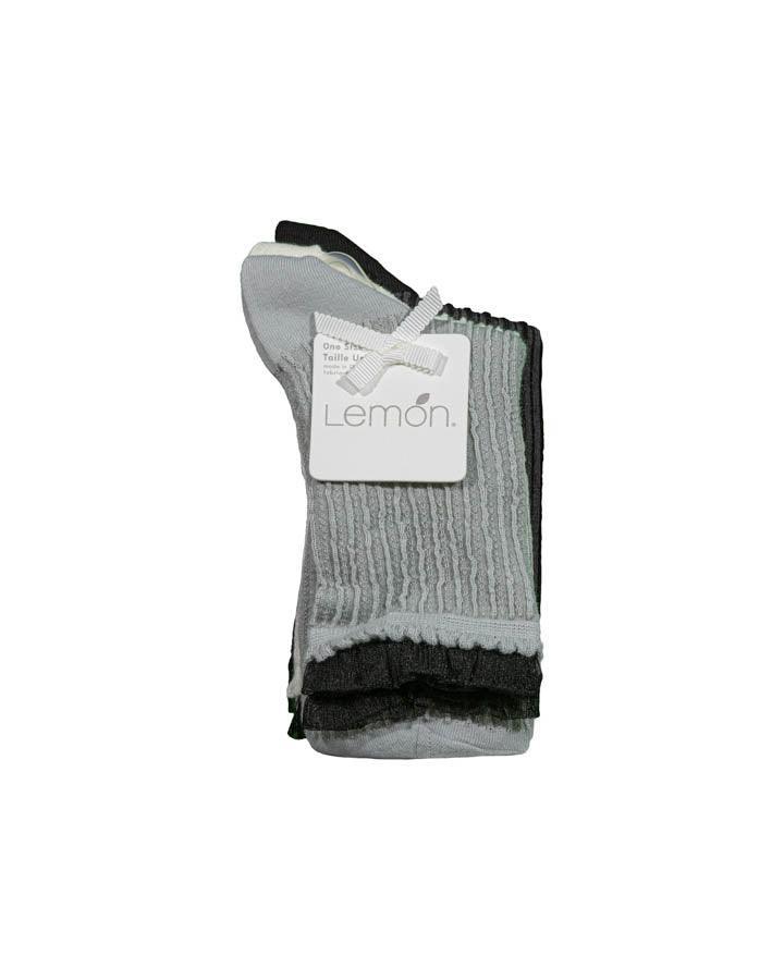 Lemon - Lemon Night Lace Cropped Crew 3 PK Socks