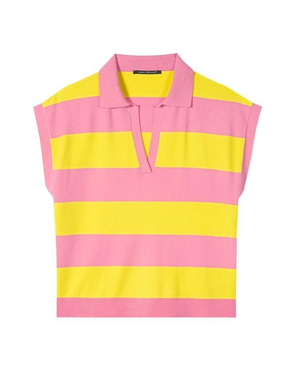 Luisa Cerano Block Stripe Knit Top