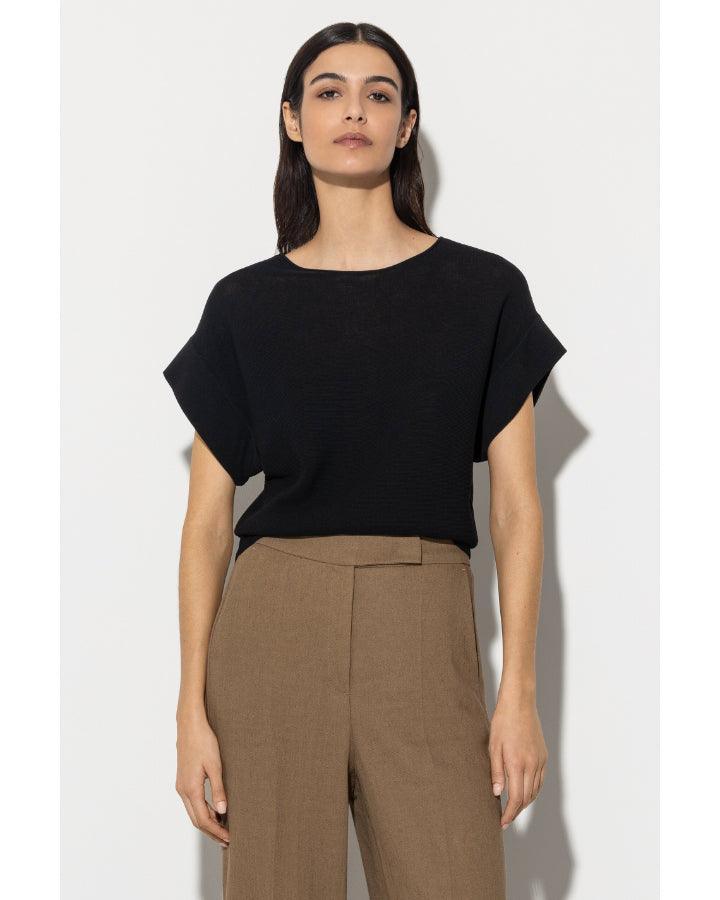 Luisa Cerano - Luisa Cerano Cotton Knit Batwing Sleeve Pullover