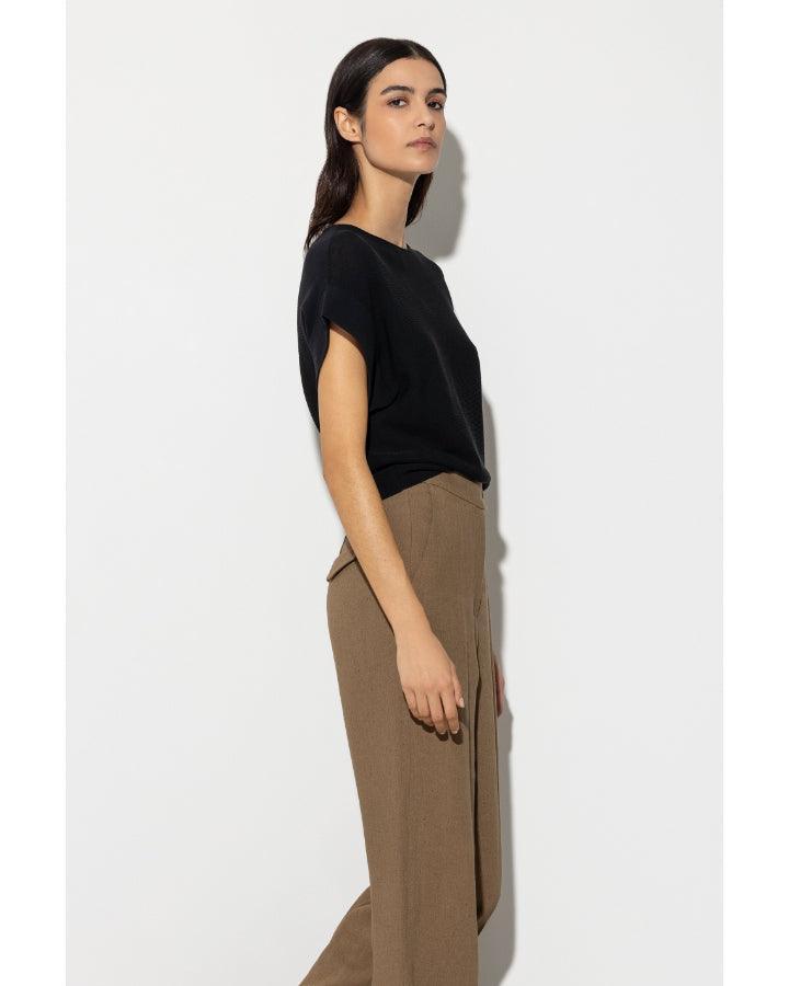 Luisa Cerano - Luisa Cerano Cotton Knit Batwing Sleeve Pullover