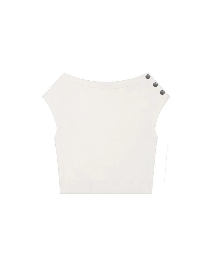 Luisa Cerano - Luisa Cerano Sleeveless One Shoulder Button Pullover