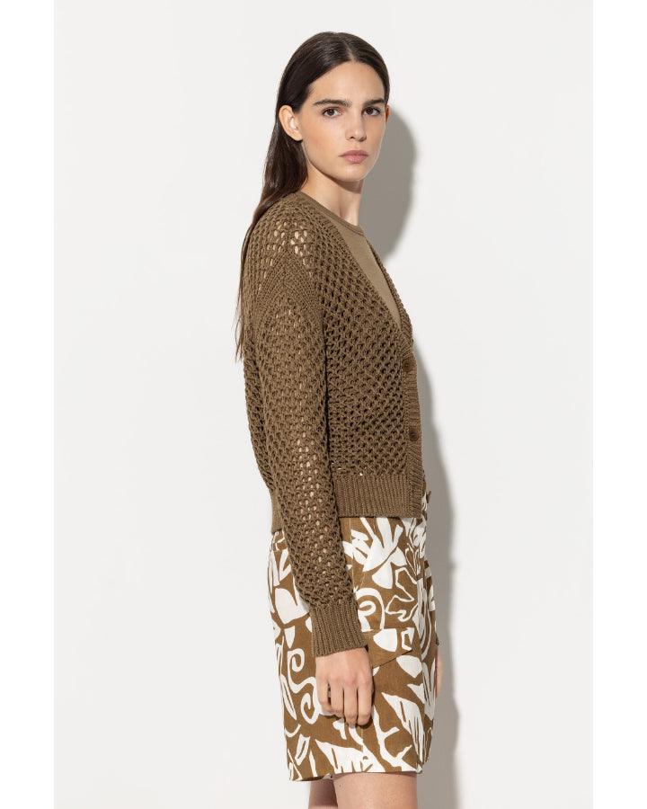 Luisa Cerano Two Button Linen Blend Cardigan