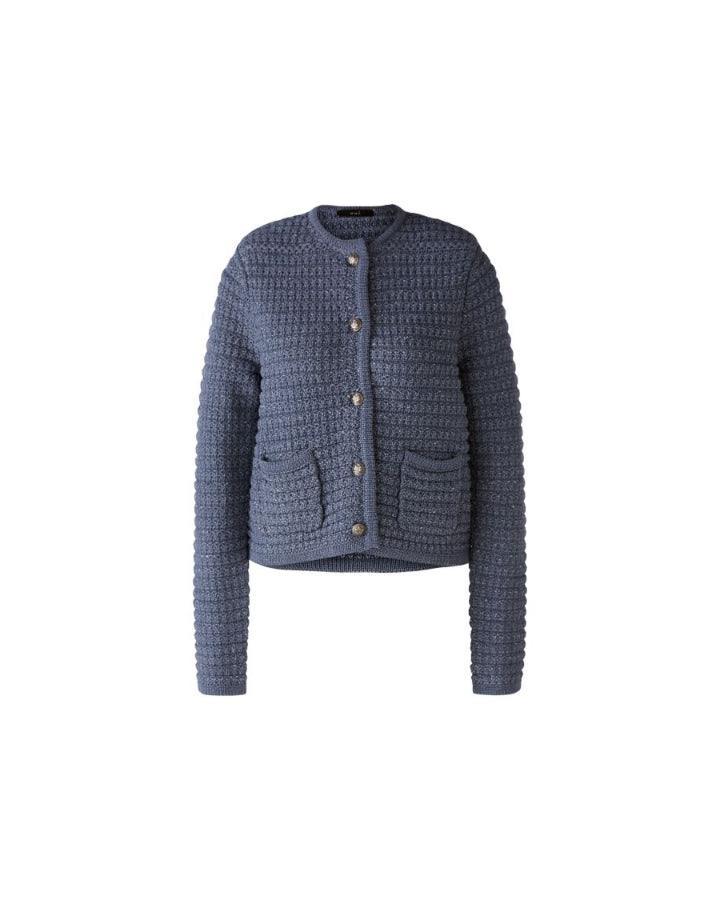 Oui Popcorn Knit Cardigan Vintage Blue
