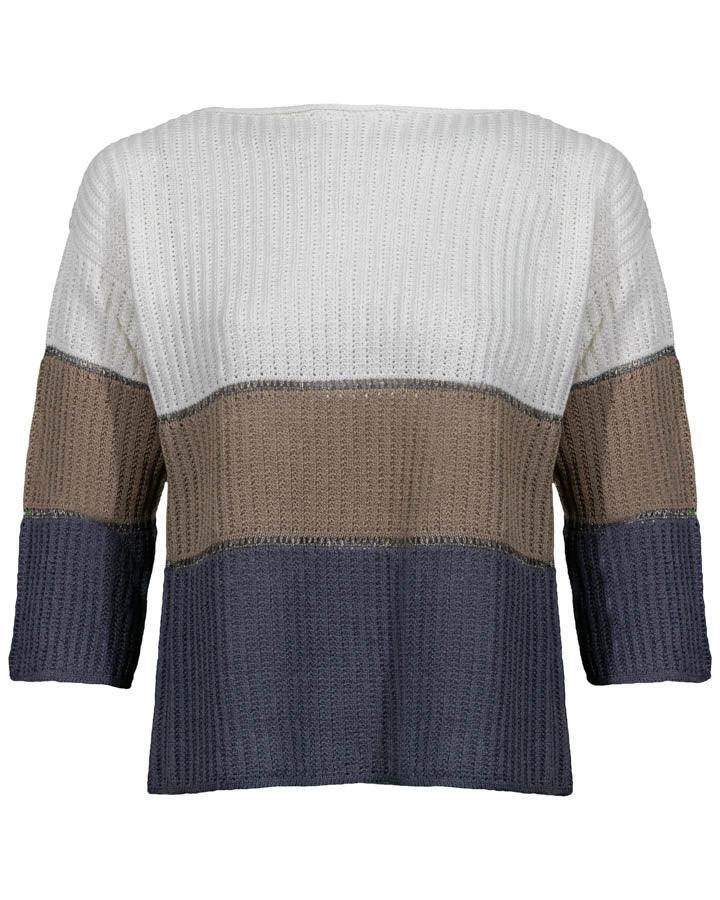 Tonet - Tonet Color Block 3/4 Sleeve Sweater