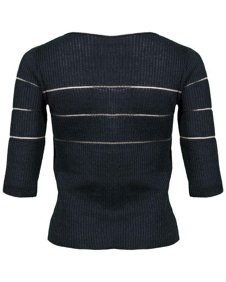 Tonet - Tonet Stripe Detail 3/4 Sleeve Sweater