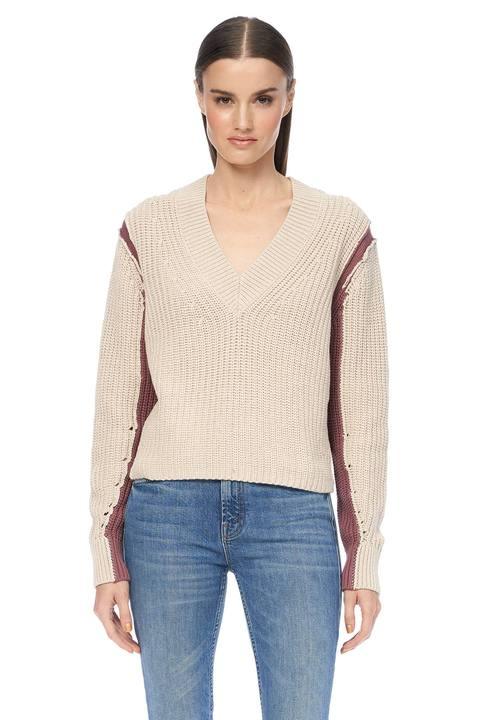 360 Cashmere - Violet Colorblock Cotton Sweater