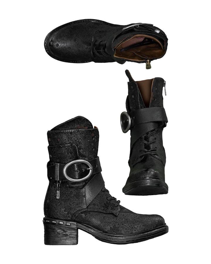 AS 98 - Black Print Ankle Boot