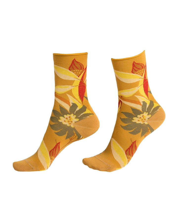 Bleu Foret - Floral Pattern Socks