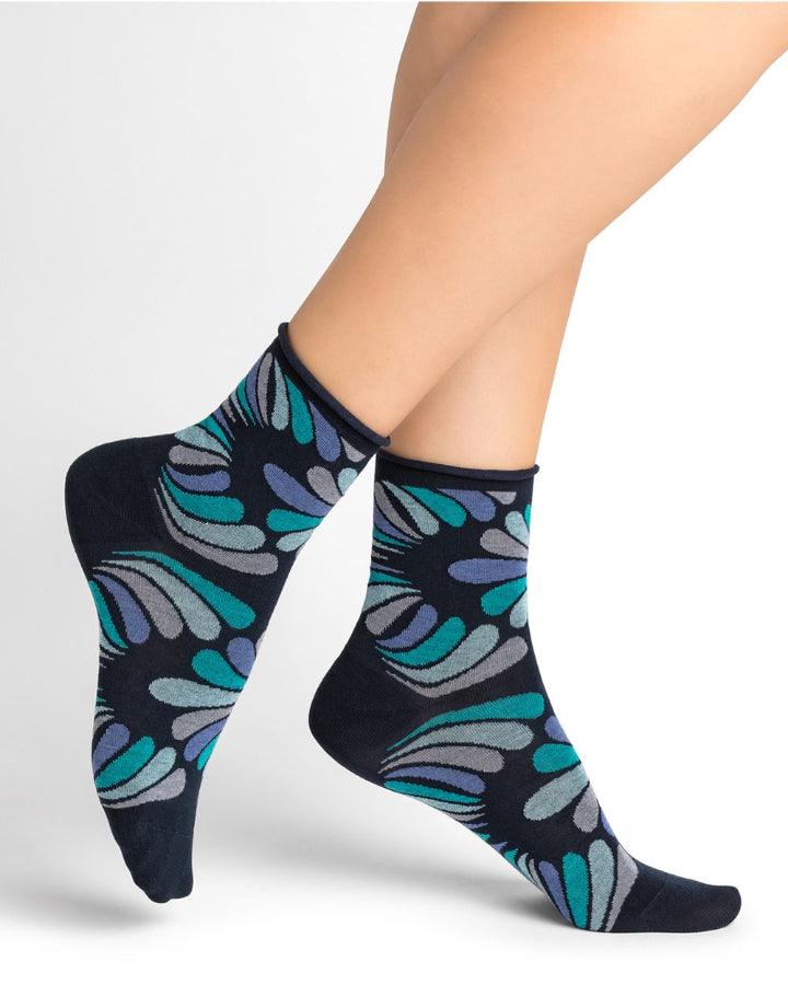 Bleu Foret - Flower Power Socks