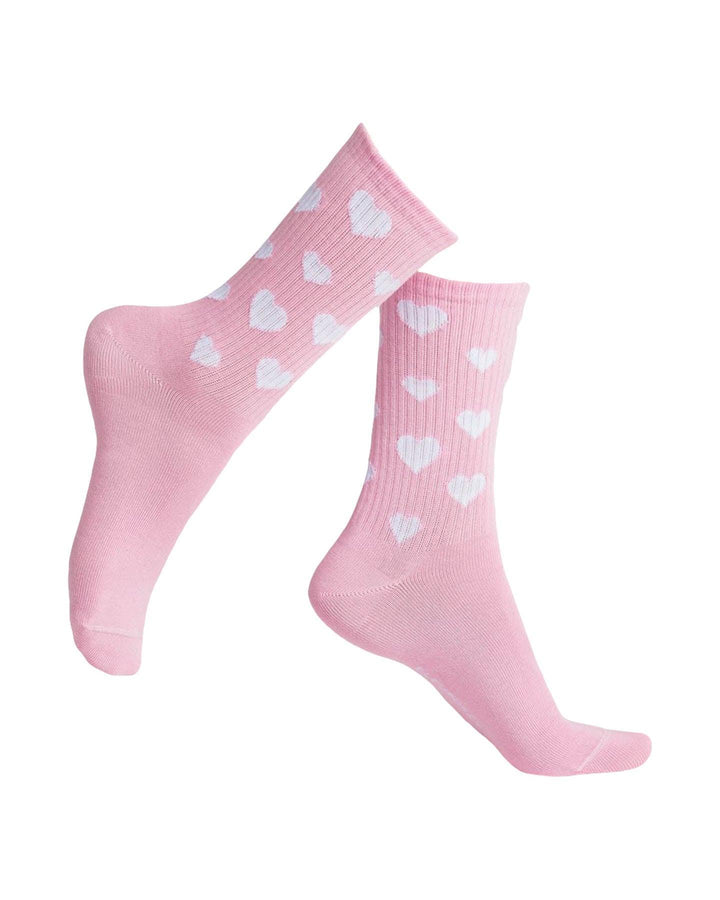 Bleu Foret - Hearts Ribbed Socks