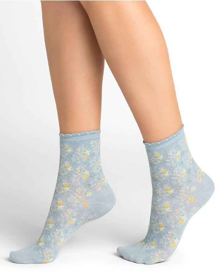 Bleu Foret - Liberty Pattern Socks