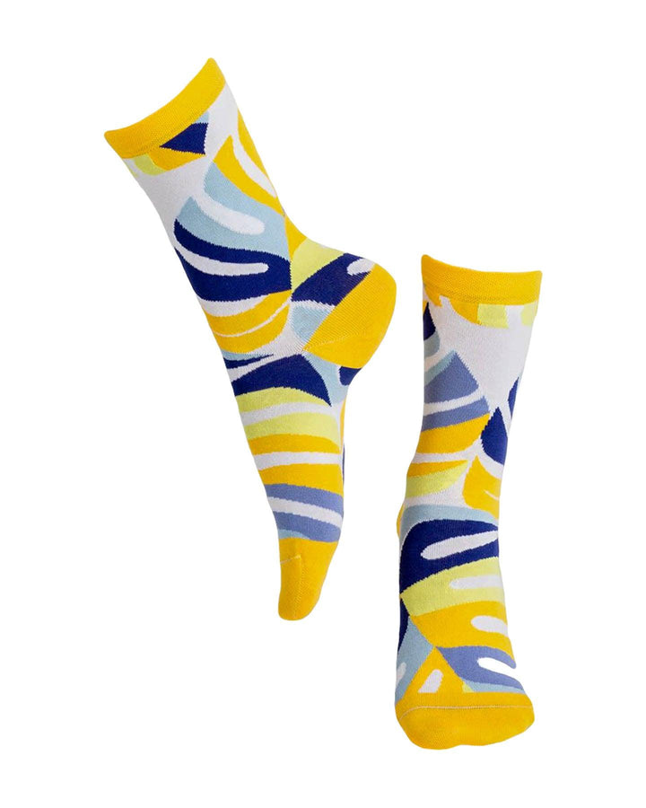 Bleu Foret - Palms Pattern Mid Socks