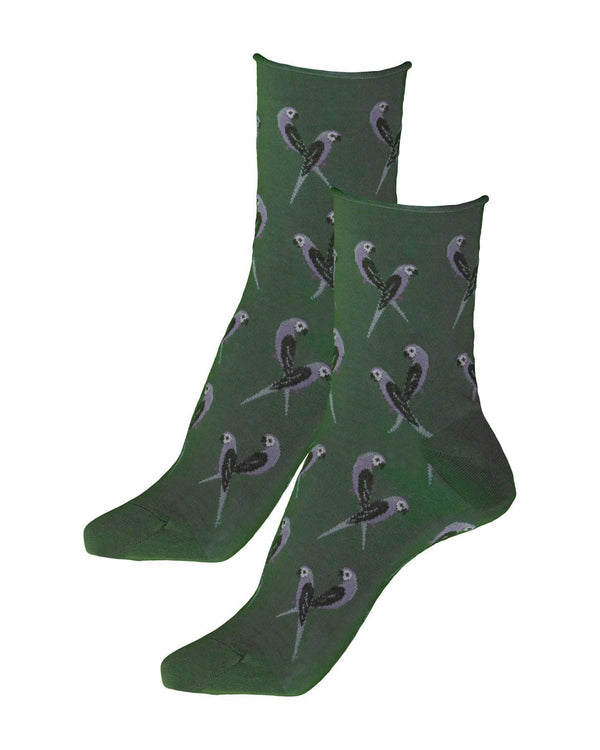 Bleu Foret - Parakeets Socks