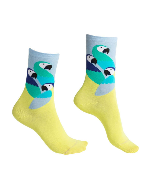 Bleu Foret - Parrots Pattern Socks