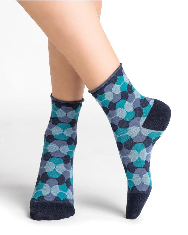 Bleu Foret - Psychedelic Pattern Socks